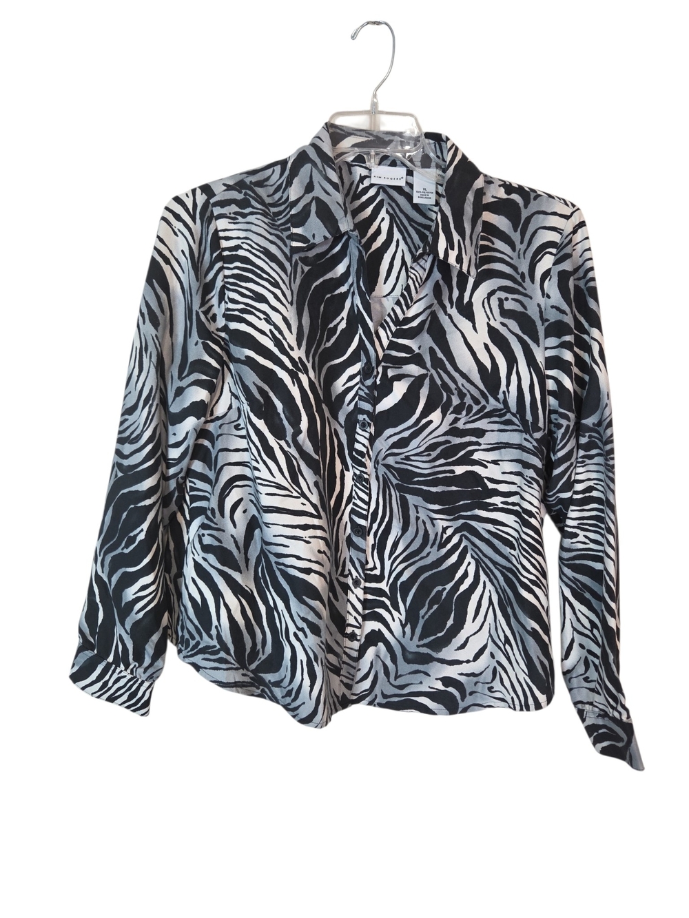Kim Rogers Black & White Zebra-Print Button Down Shirt